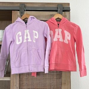 💚Bulk Gap Kids Girls Light Lilac and Peachy Pink Zip-Up Hoodie Size Small XL 12